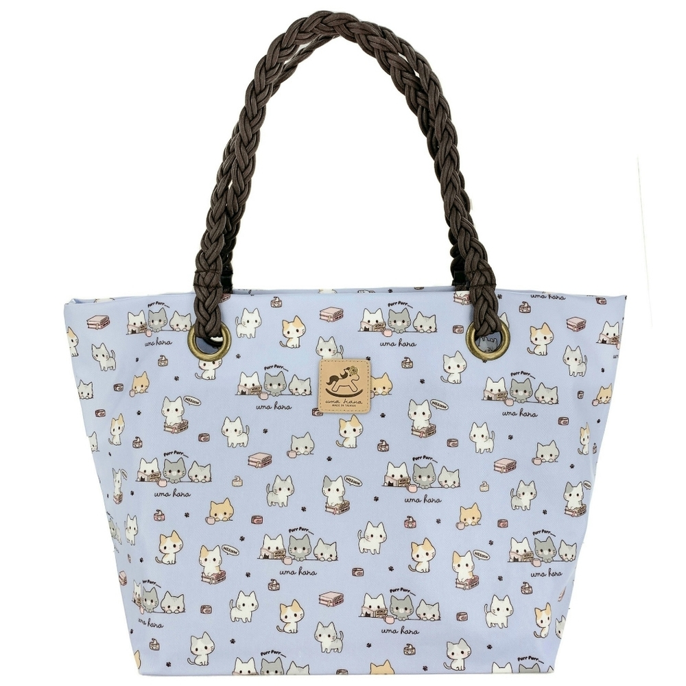 Waterproof Meow Cat Woven Tote Shoulder Bag